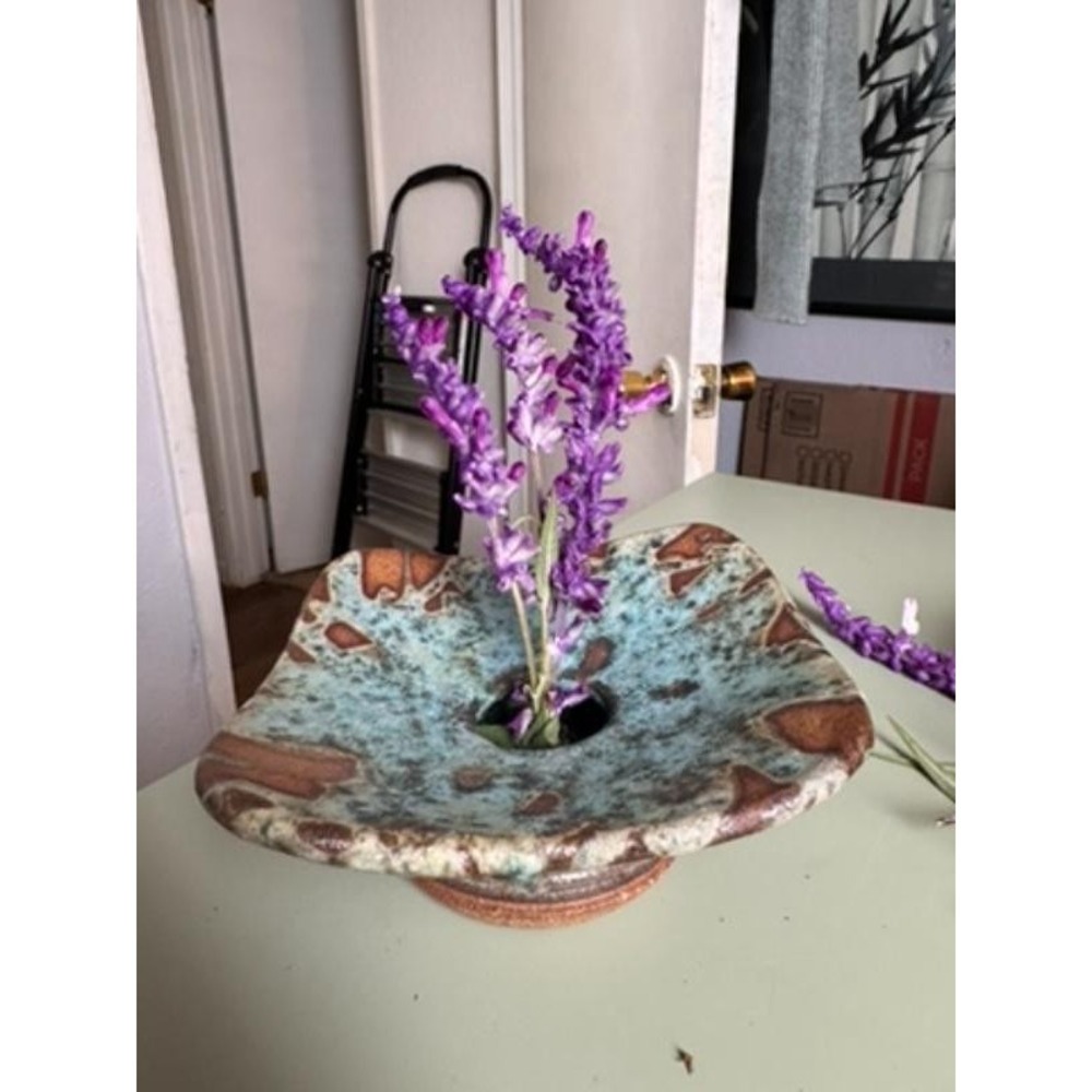 Vintage‎ Handcrafted Studio Pottery Rock Stone Flower Frog Vase Table Top Decor